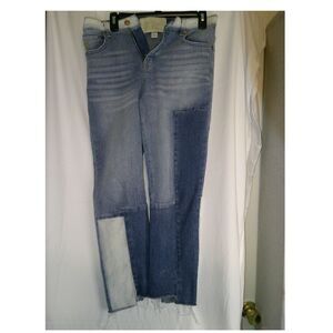 Aqua‎ Vanderbilt x Oceana Brand Patchwork Denim Jeans Distressed Frayed Hem